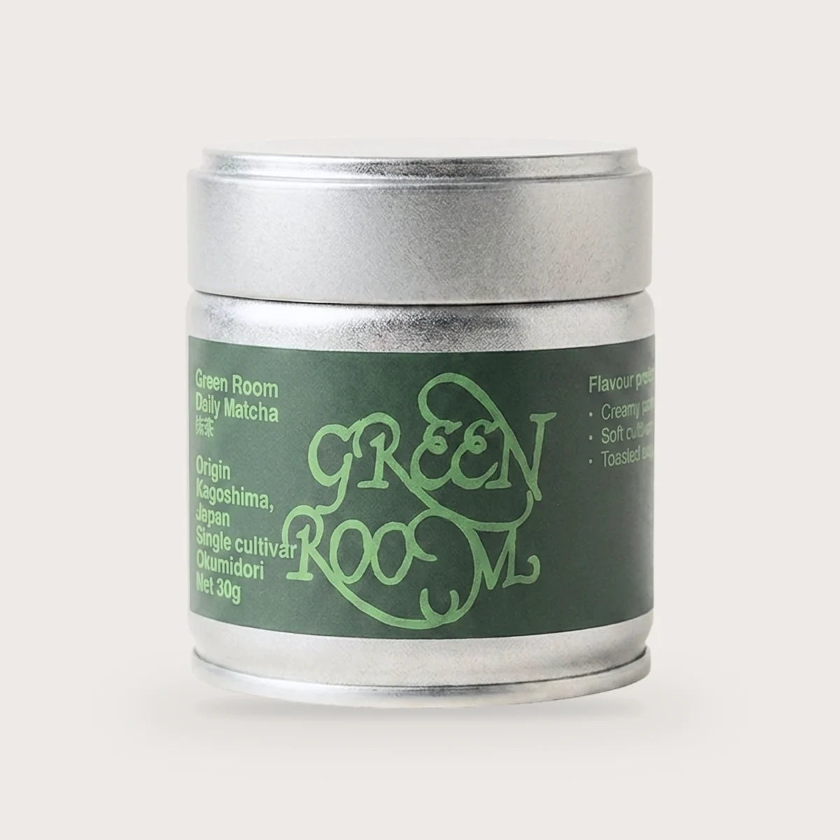 Green Room Daily Matcha Okumidori, sortenreines Matchapulver in der 30-g-Dose